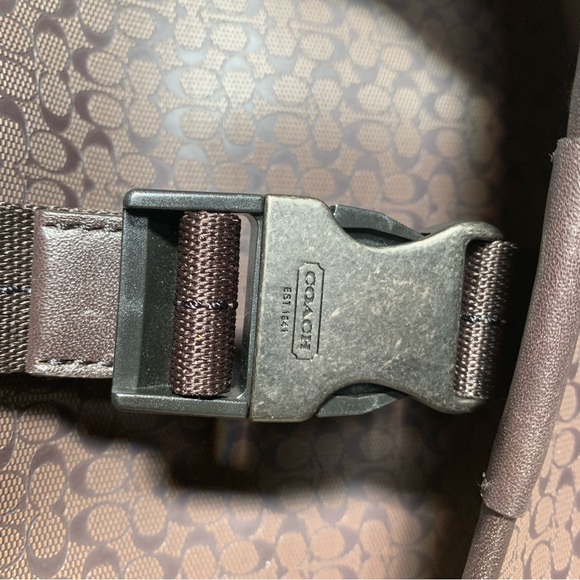 COACH Heritage Signature Embossed PVC Map Messenger Bag in Brown #F70765 - Picture 4 of 12